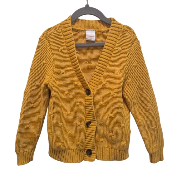 Hanna Andersson Button Front Dot Cardigan Mustard Yellow Size 4 Girls Kids - Picture 1 of 4
